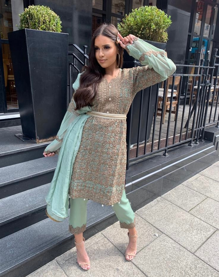 SANA mint green and gold style