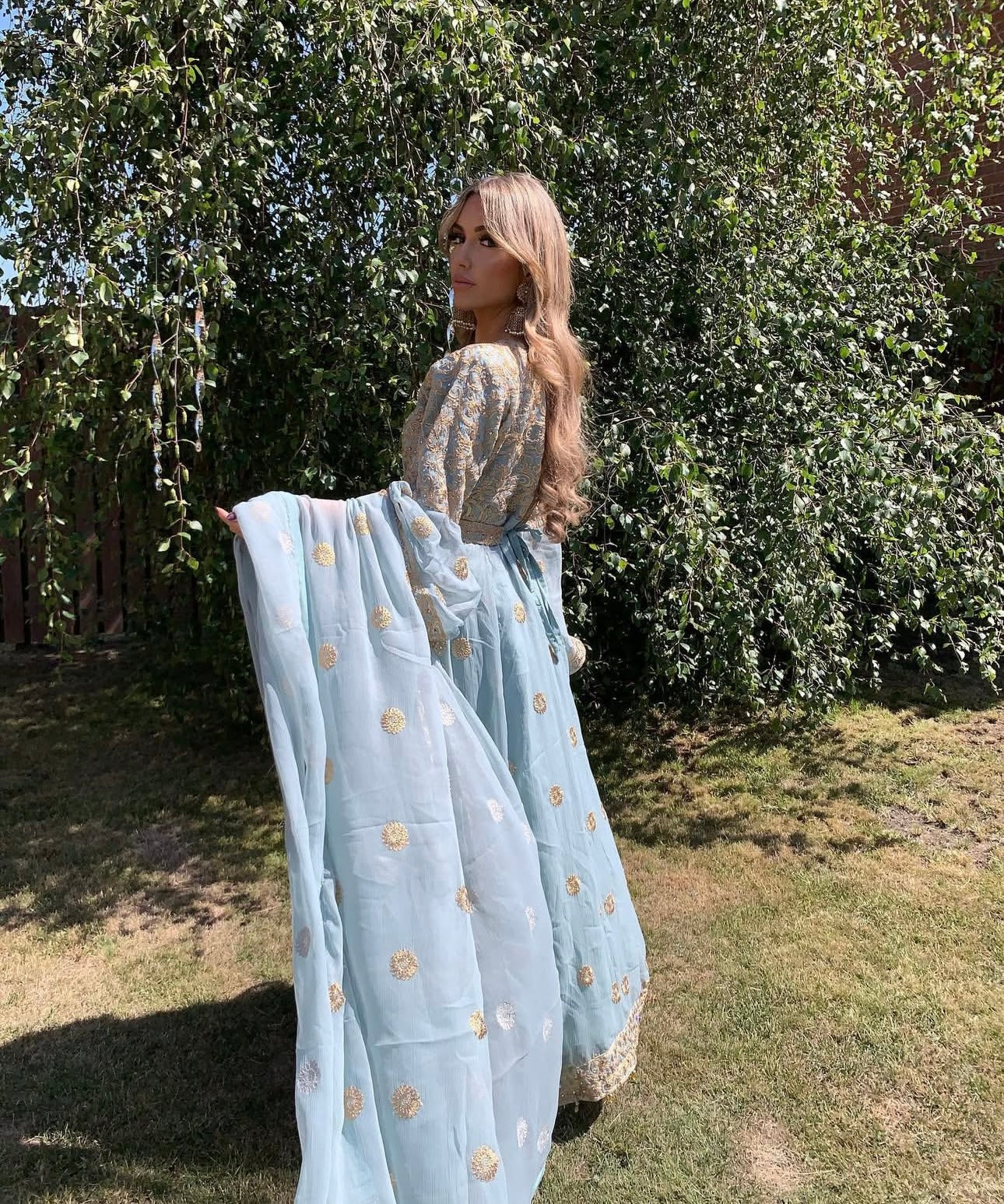 AYMALA duck egg blue and gold style