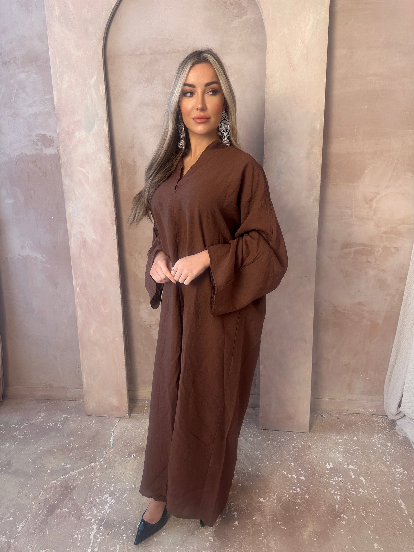 LANA chocolate brown long kaftan