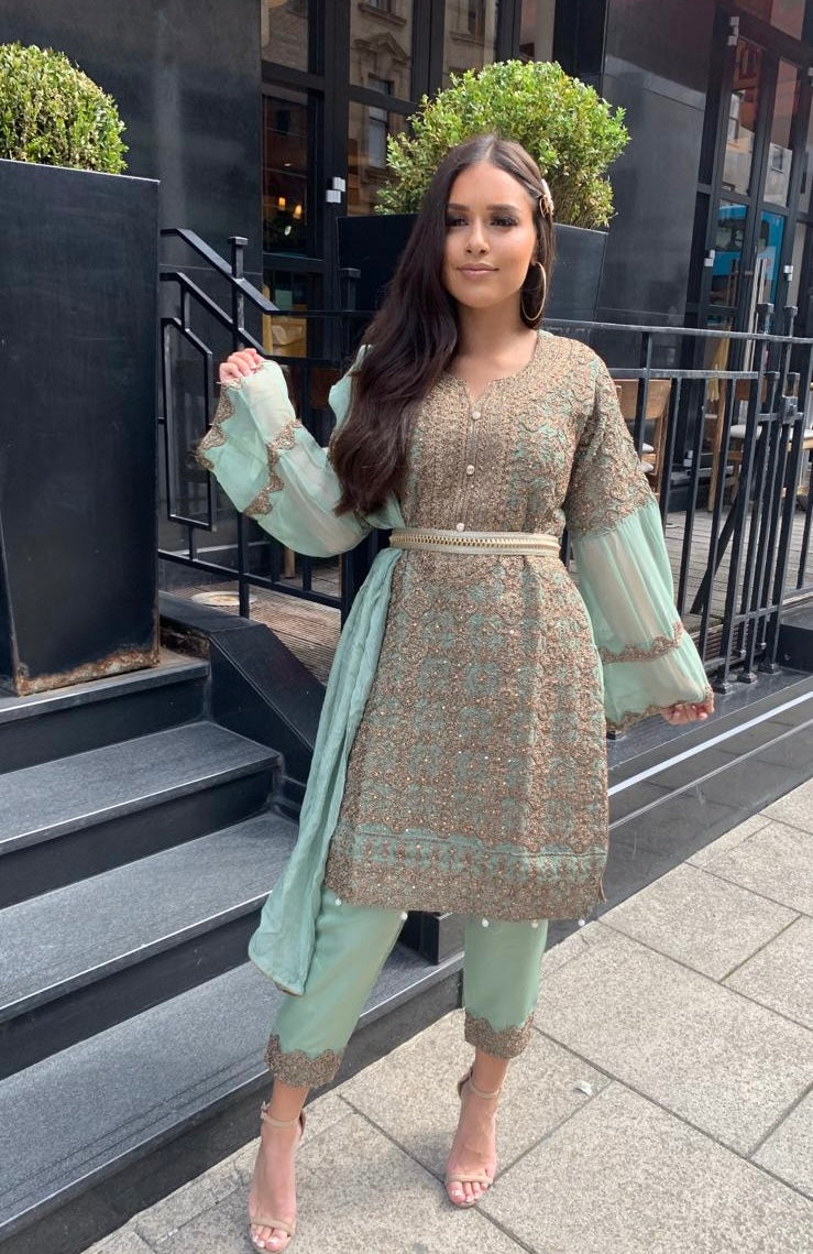 SANA mint green and gold style