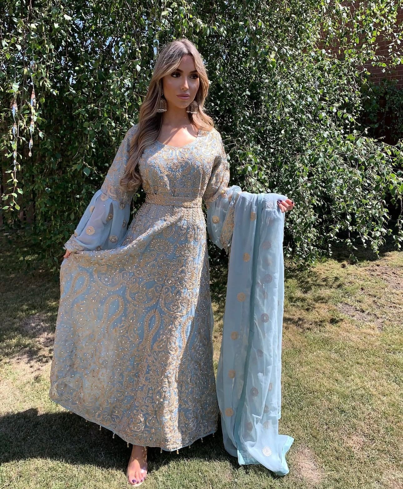 AYMALA duck egg blue and gold style