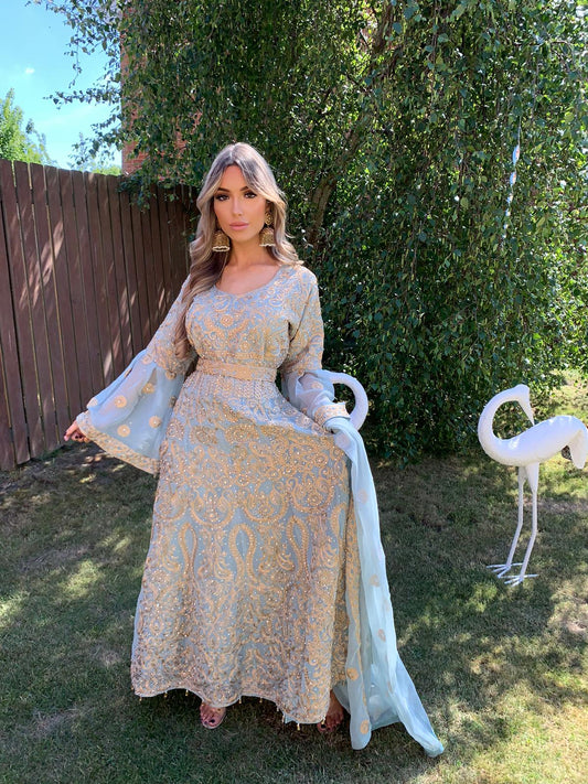 AYMALA duck egg blue and gold style