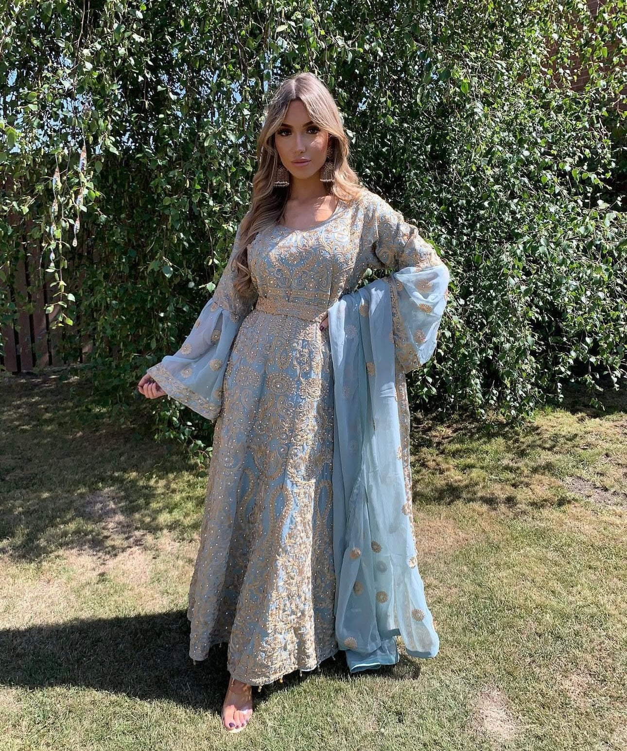 AYMALA duck egg blue and gold style