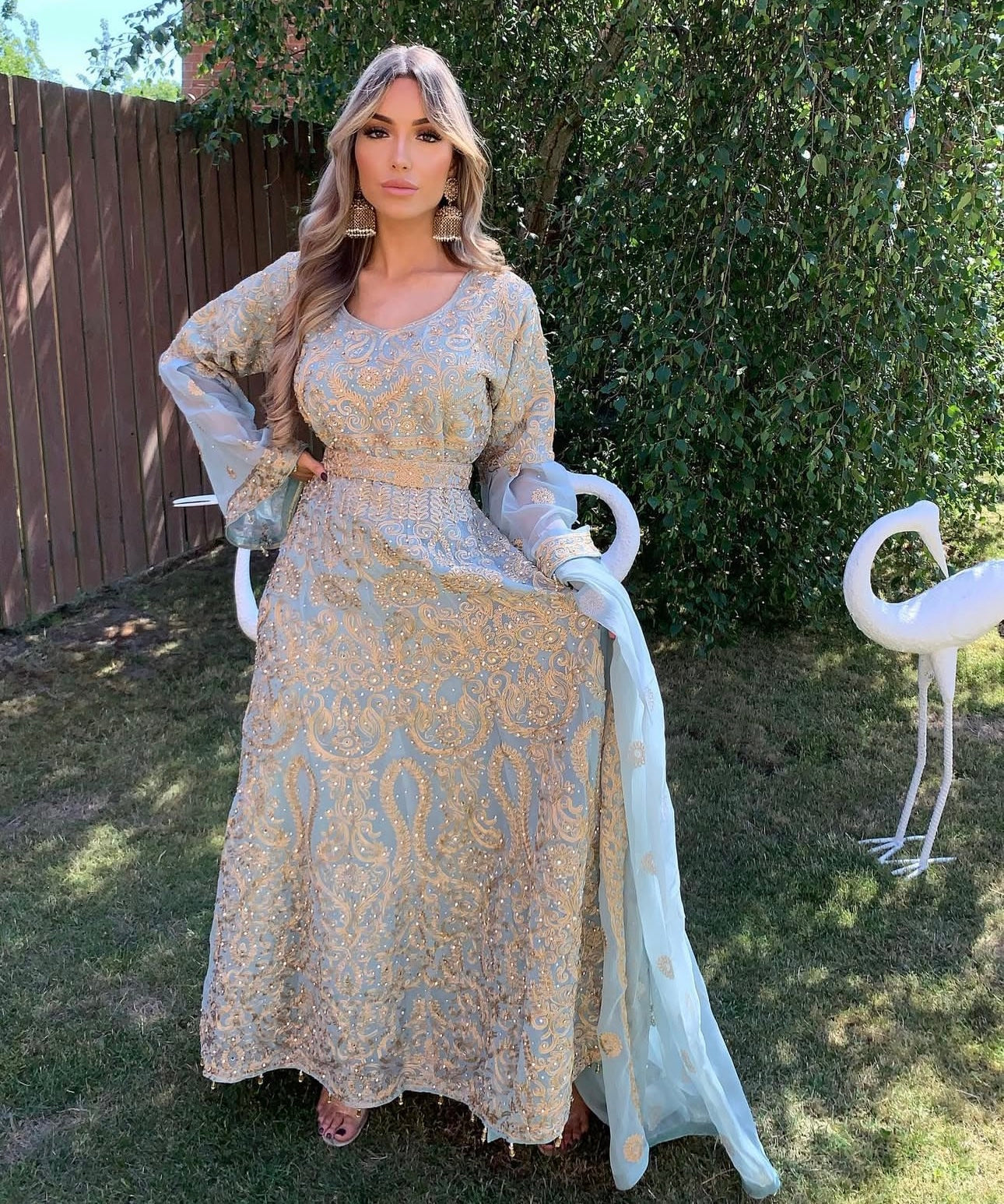 AYMALA duck egg blue and gold style