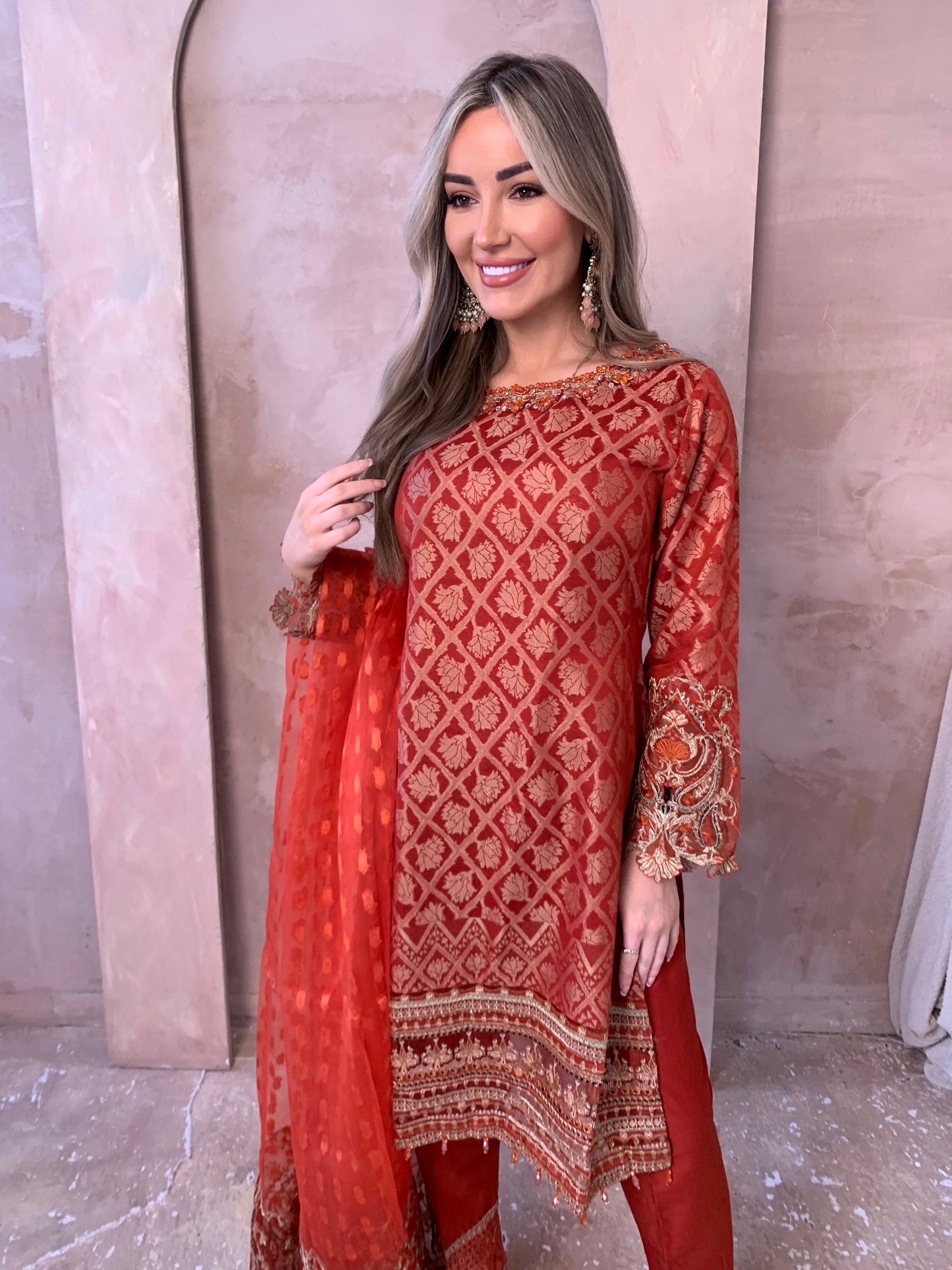 AYESHA WAQAS orange style