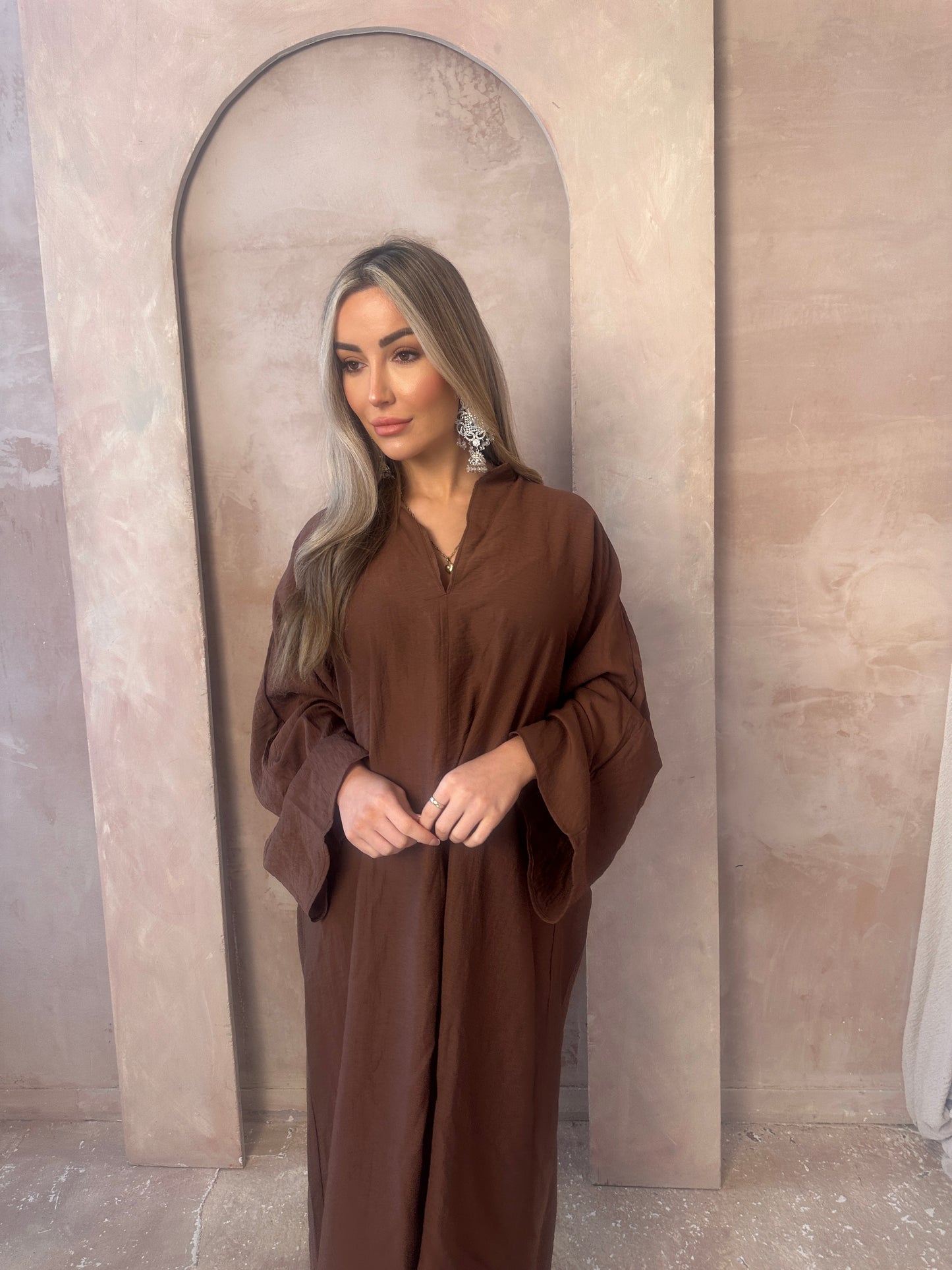 LANA chocolate brown long kaftan