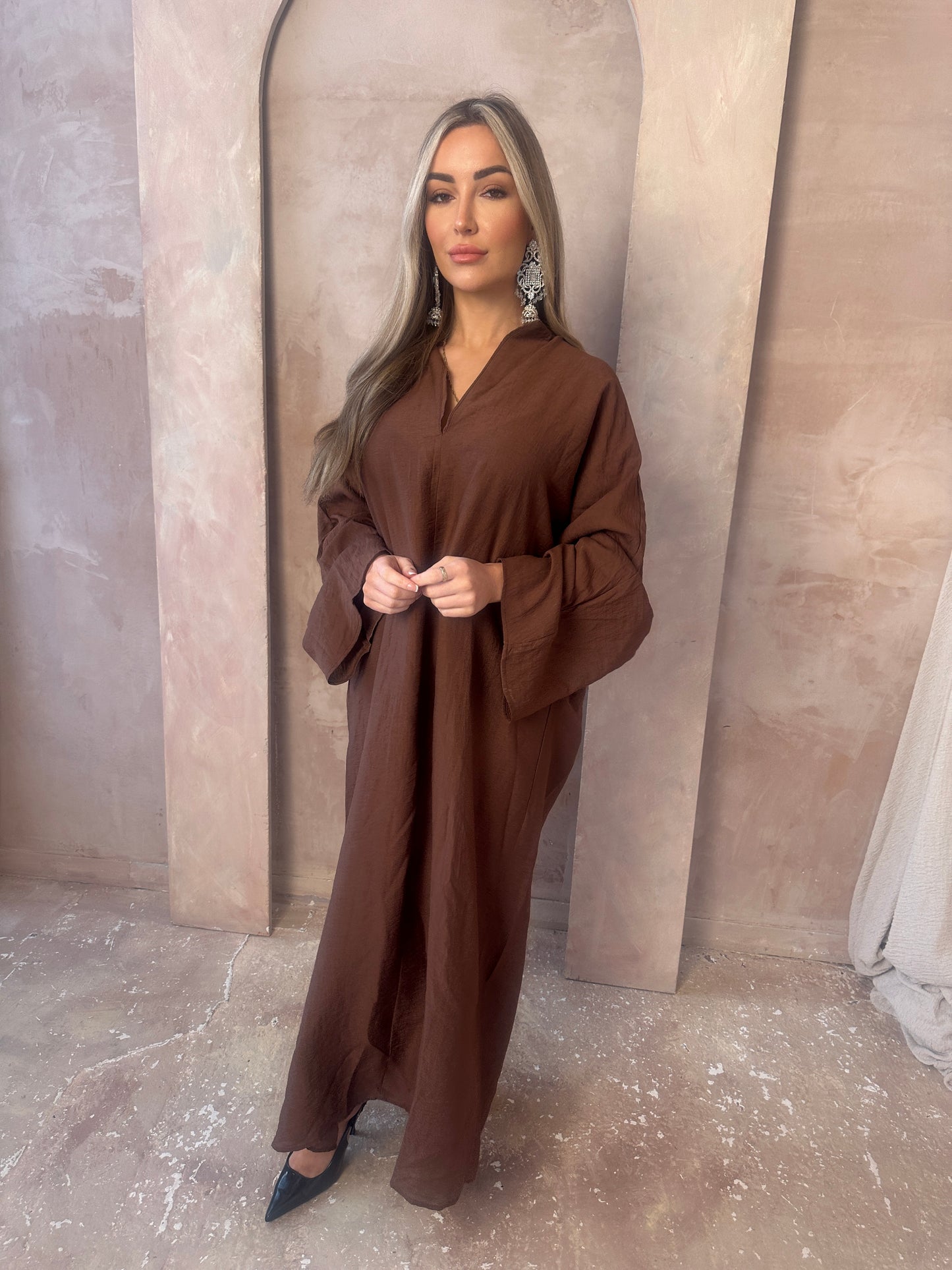 LANA chocolate brown long kaftan