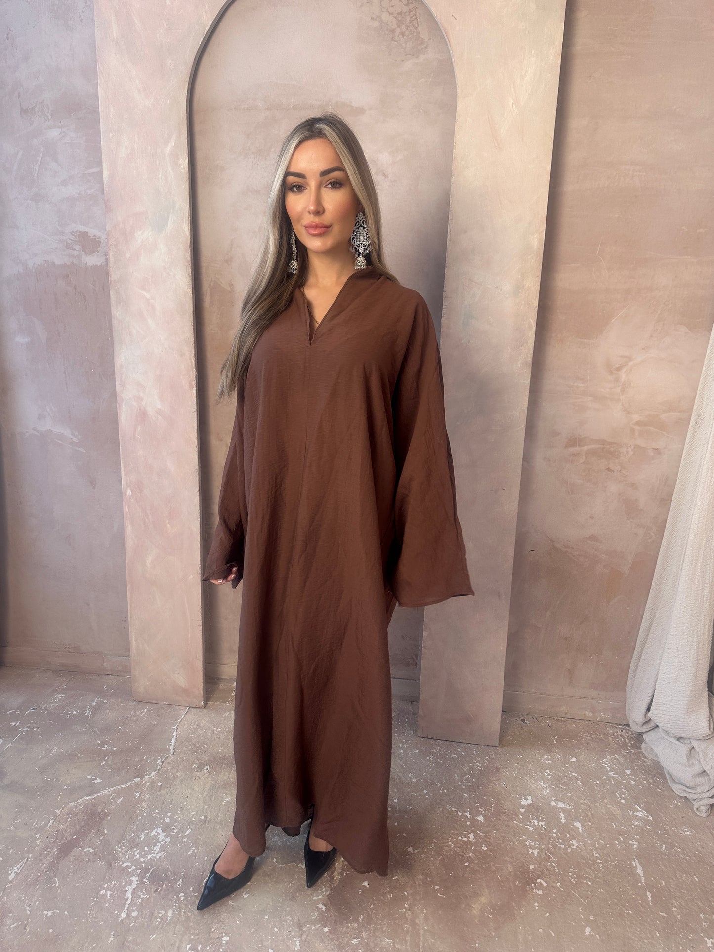LANA chocolate brown long kaftan