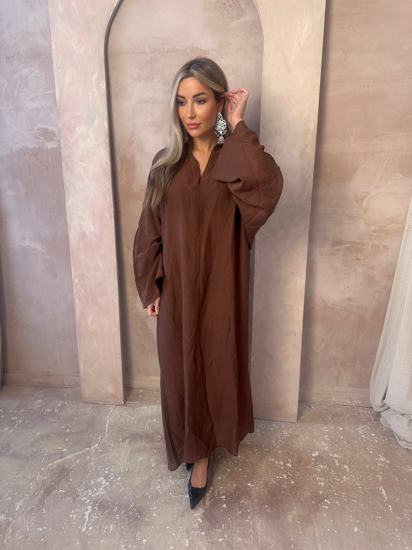 LANA chocolate brown long kaftan