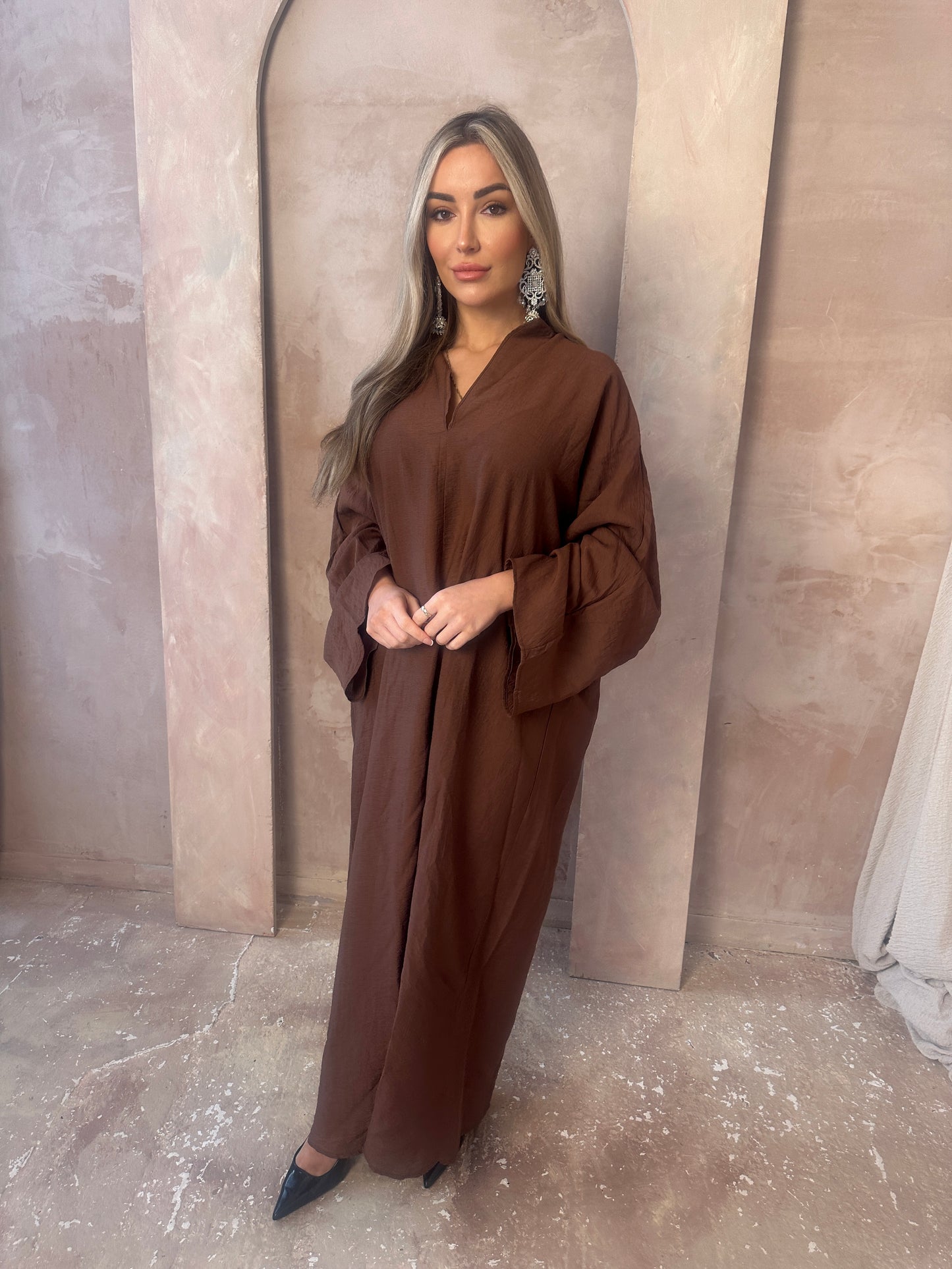LANA chocolate brown long kaftan