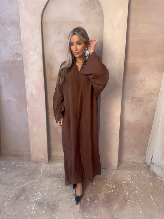 LANA chocolate brown long kaftan