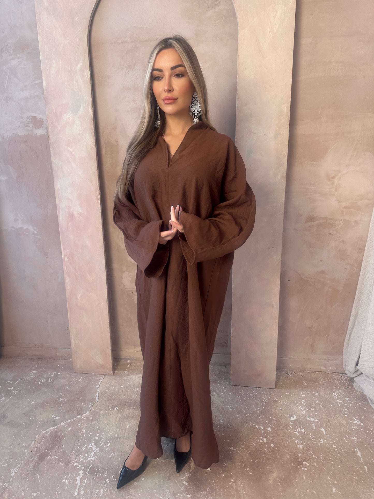 LANA chocolate brown long kaftan