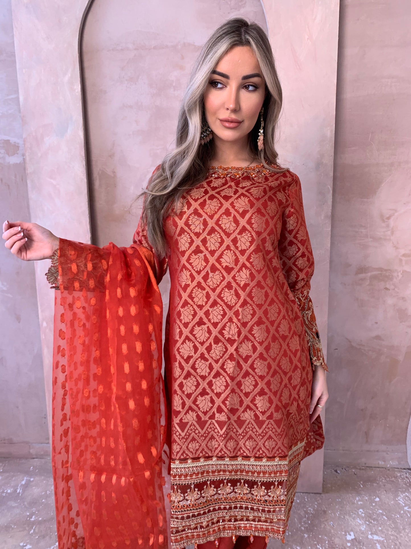 AYESHA WAQAS orange style