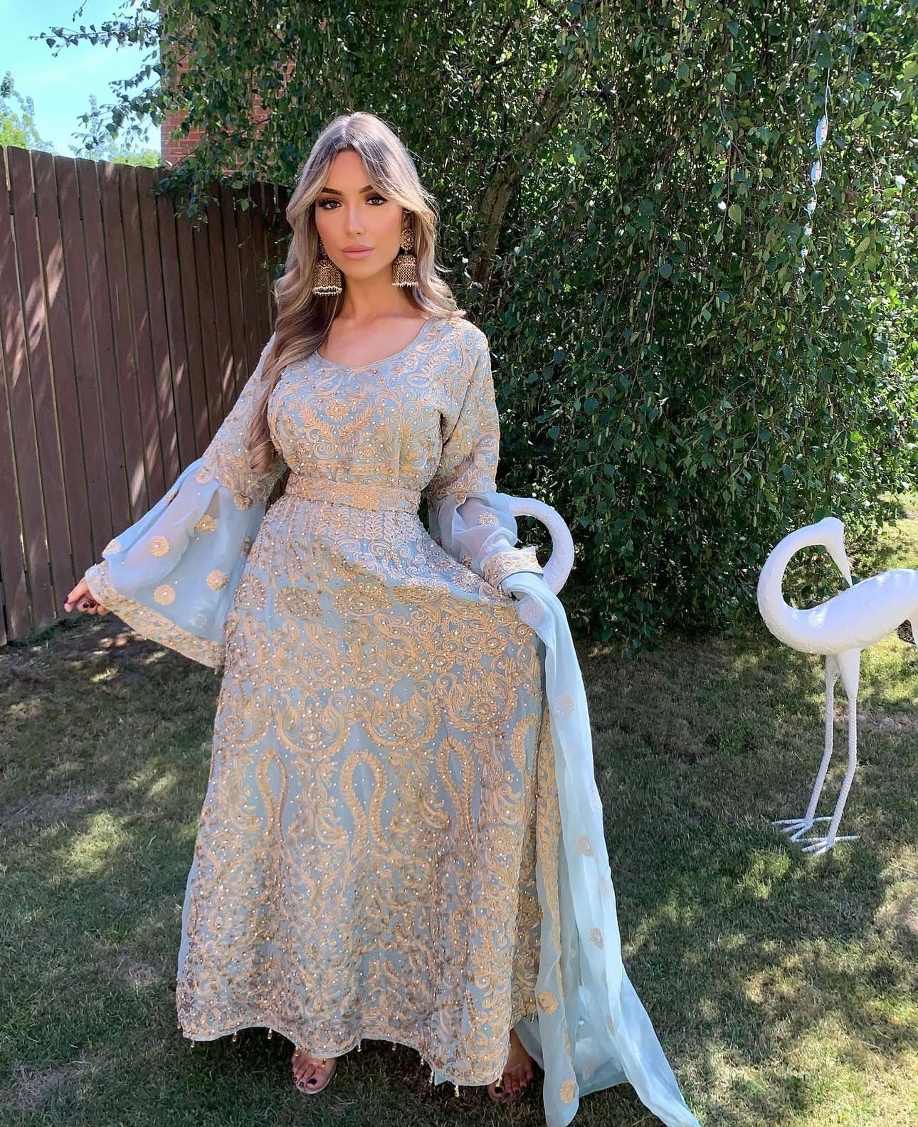 AYMALA duck egg blue and gold style