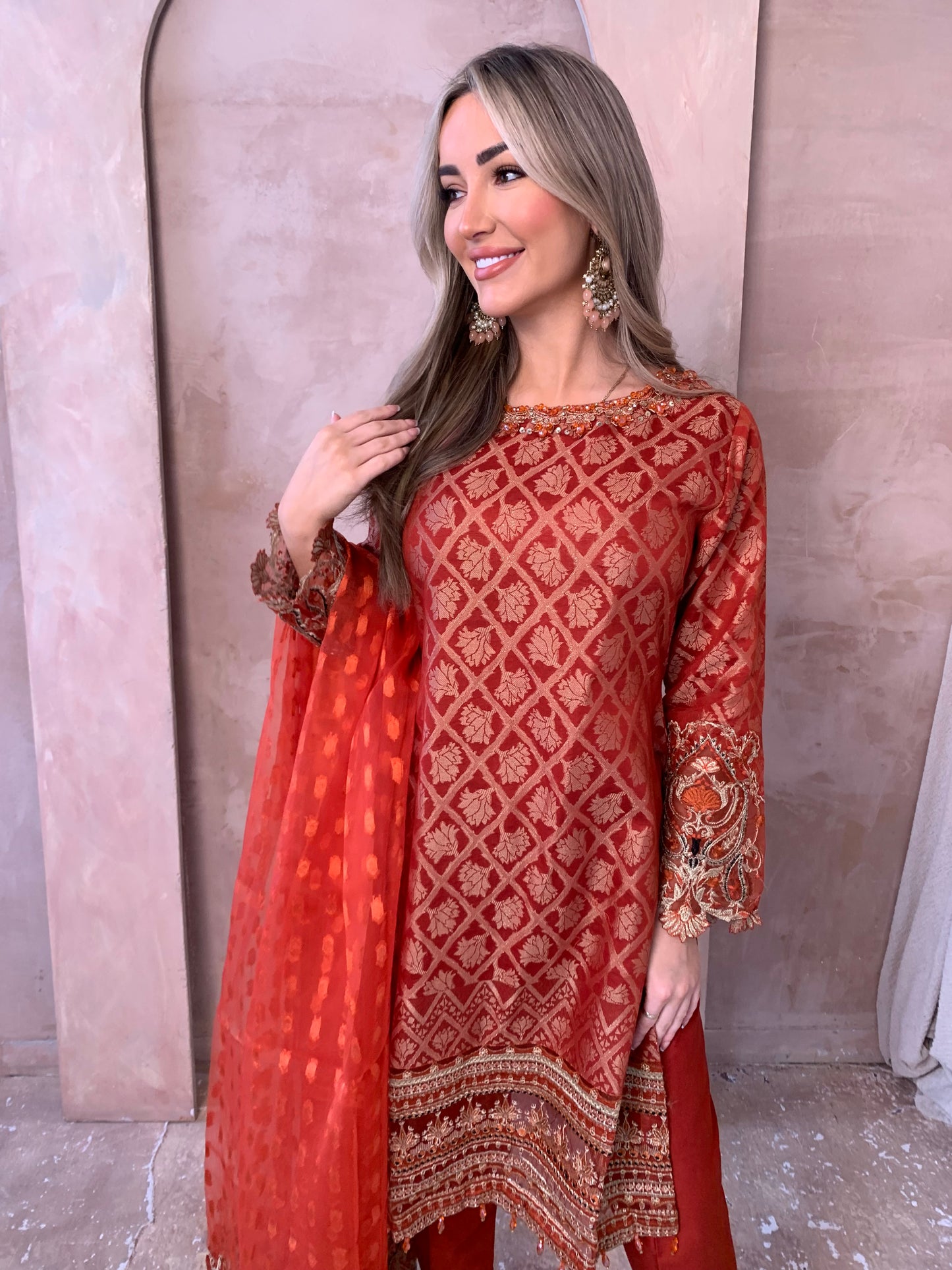 AYESHA WAQAS orange style