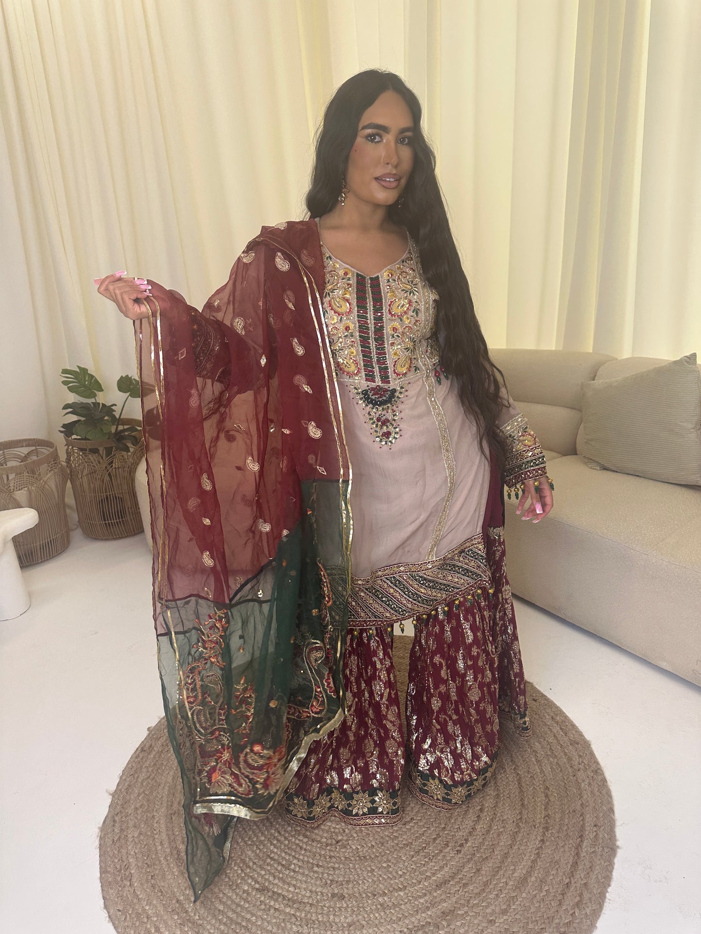 ADANA gold and maroon gharara style