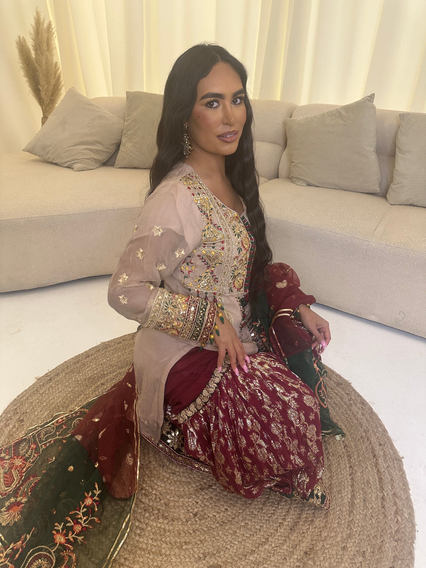 ADANA gold nude and maroon and green style