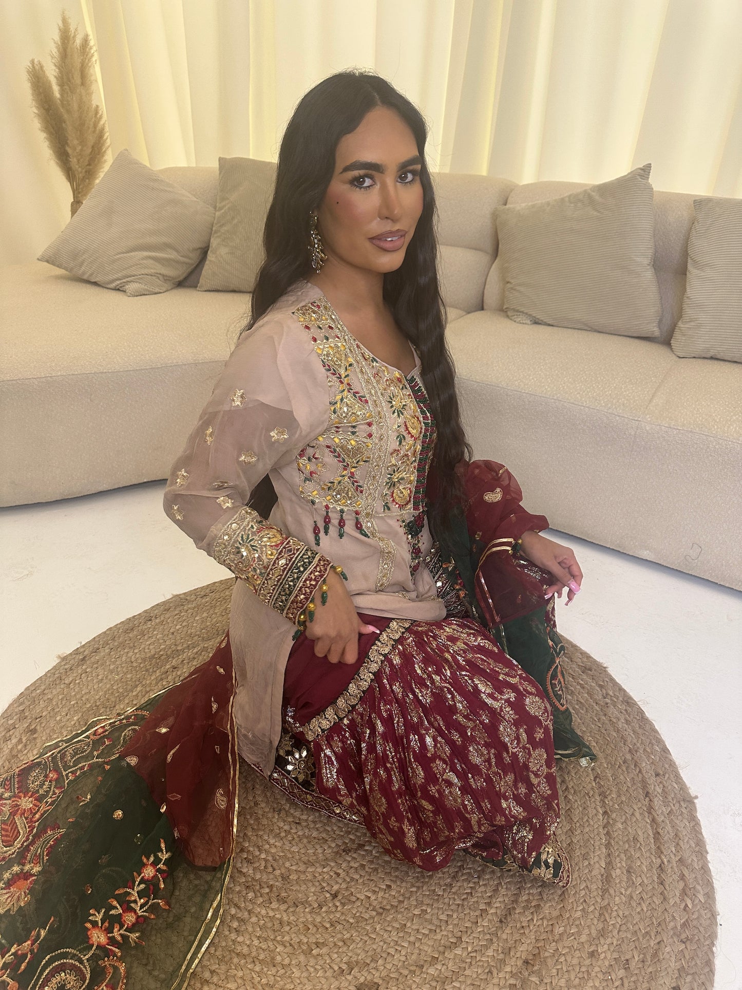 ADANA gold nude and maroon and green style