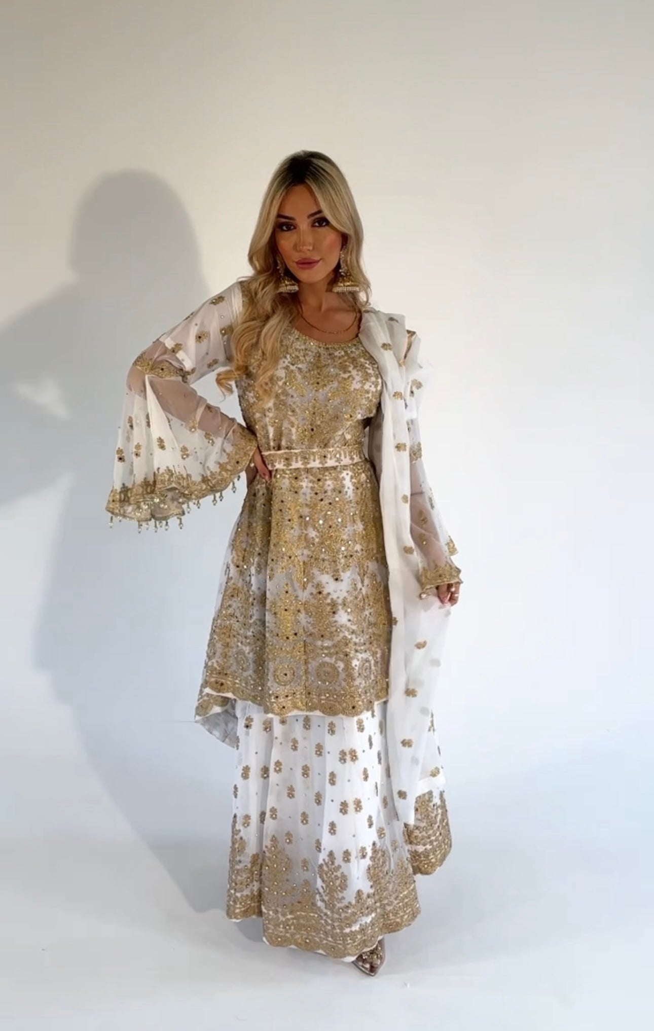 DAANI white and gold lengha style